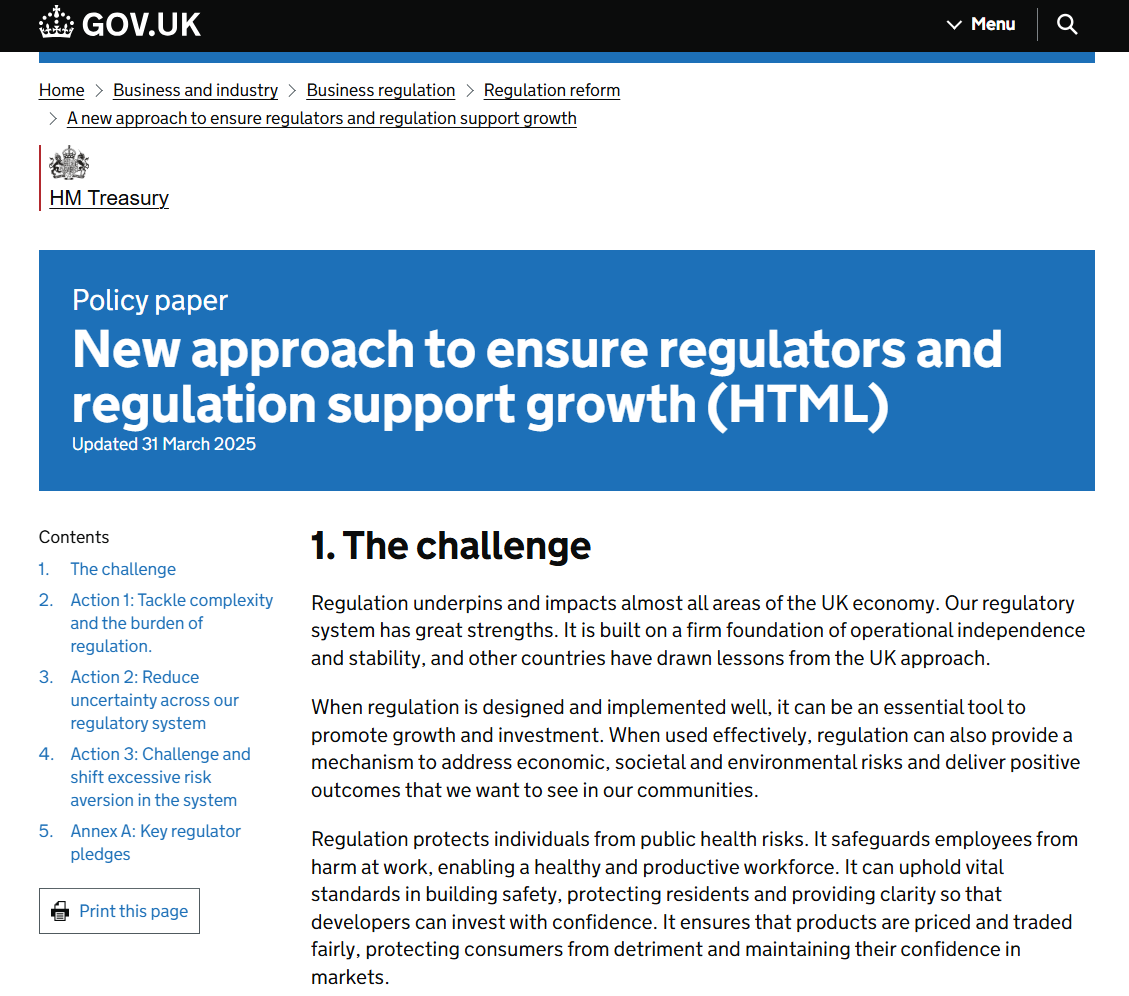 Home page of Treasury Policy Paper New approach to ensure regulators and regulation support growth